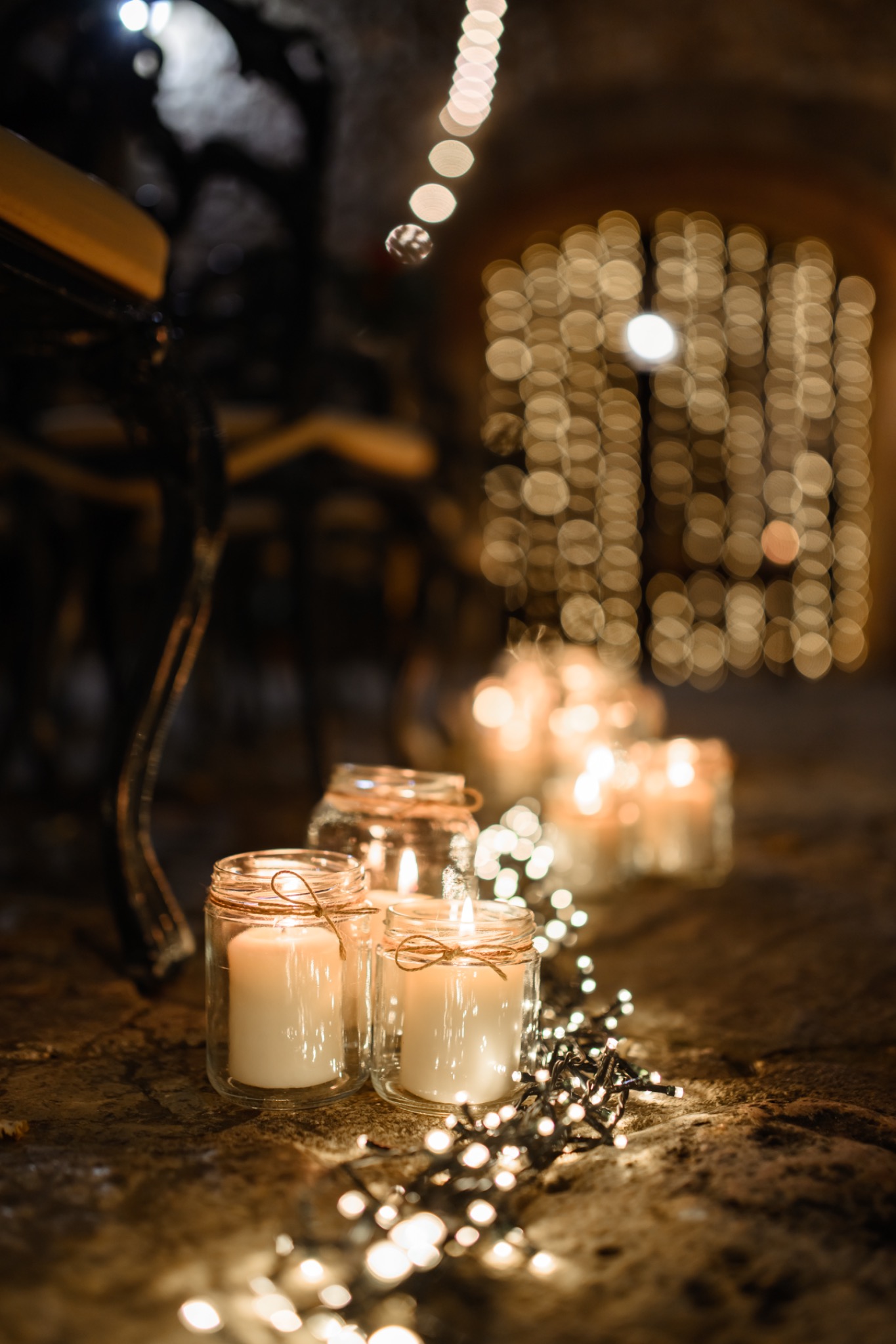 Luces y velas de boda